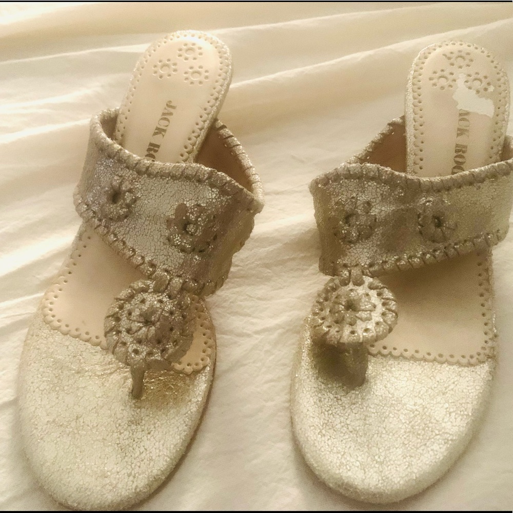 EUC Gold Jack Rogers Kitten Heel Sandal Sz 8.5